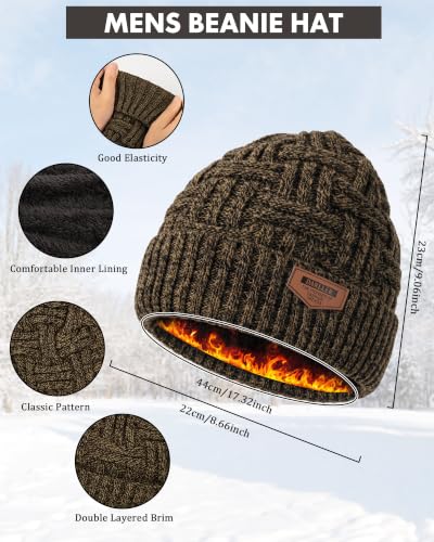 Winter Scarf for Men, 3 PCS Fleece Beanie Hat and Gloves Set - color: X-parallel Color