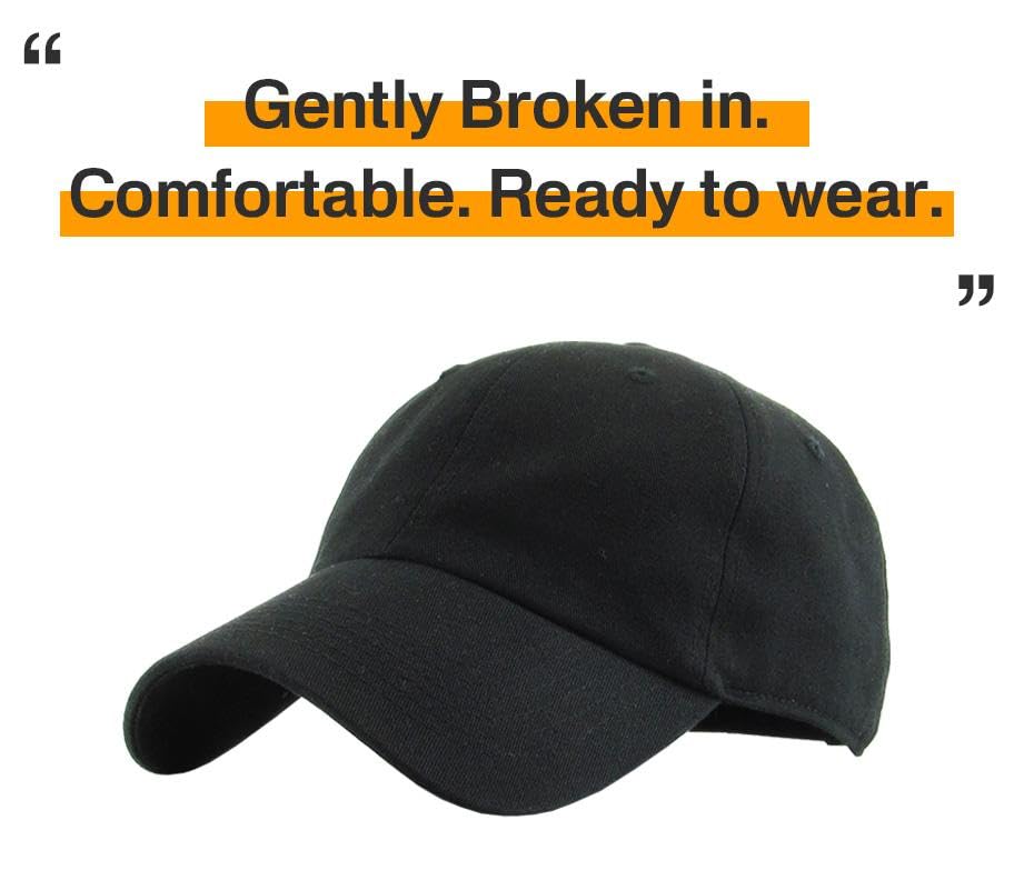 KBETHOS Classic Unisex Cotton Adjustable Low Crown Baseball Cap – Plain Dad Hat - color: Black