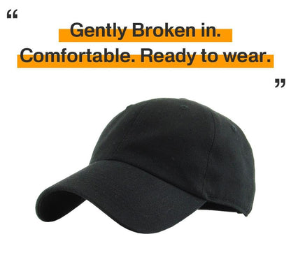 KBETHOS Classic Unisex Cotton Adjustable Low Crown Baseball Cap – Plain Dad Hat - color: Black