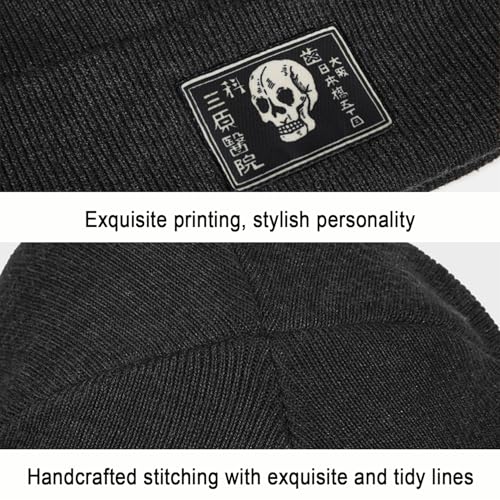 Cool Graphic Beanie for Men and Women - Black - color: Skeleton4