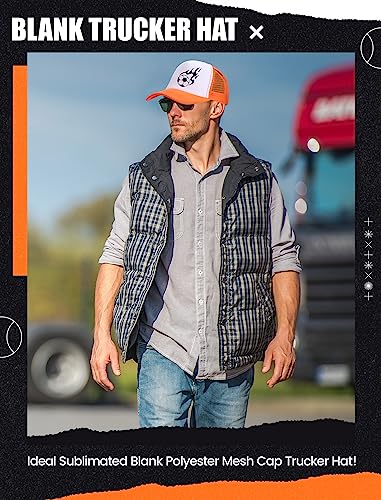 Tarpop 10 Pcs Sublimation Blank Trucker Hats Bulk - color: Orange and White