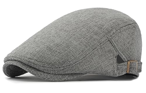 DIYDECAL Mens Flat Cap Newsboy Cap Adjustable Ivy Driving Scally Hat for Men Women - color: Dark Grey
