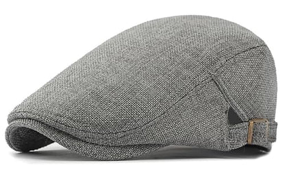 DIYDECAL Mens Flat Cap Newsboy Cap Adjustable Ivy Driving Scally Hat for Men Women - color: Dark Grey