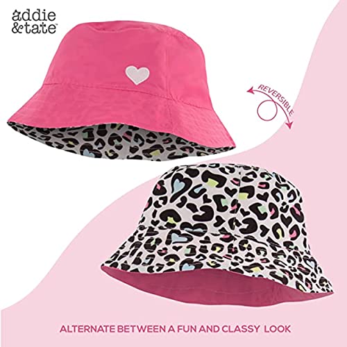 Kids Bucket Hat for Girls & Boys, Packable Fun & Cool Reversible Beach Sun Teen Toddler Bucket Hat - Ages 3-14 Years - color: Pink / Leopard, size: 7-14 Years