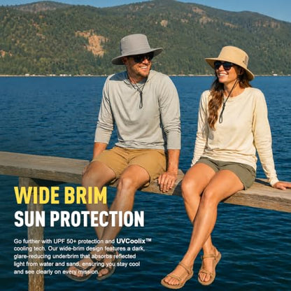 TOP-EX Wide Brim Mesh Sun Hat for Men and Women, UPF 50+ Water-Resistant - color: Black, size: Medium-Large