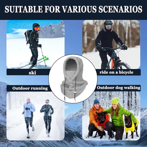 Winter Ski Mask Balaclava, Windproof Face Mask Warm Neck Cover - color: Grey