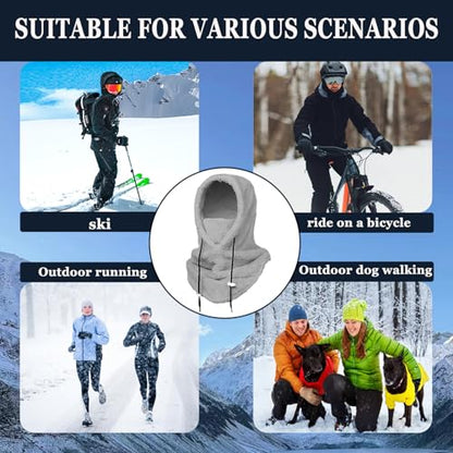 Winter Ski Mask Balaclava, Windproof Face Mask Warm Neck Cover - color: Grey