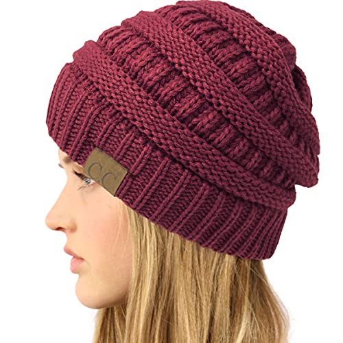 CC Classic Winter Fall Trendy Chunky Stretchy Cable Knit Beanie Hat - color: Solid Monaco