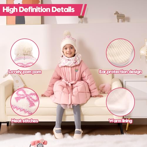 Moon Kitty Baby Girls Earflaps Knit Hats Infant Baby Beanies6-12Months - color: Beige, size: 3-5T