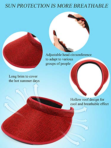 Wide Brim Sun Visor Hats - color: Black, White, Navy Blue, Red