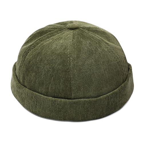 Unisex Stylish Rolled Cuff Skull Cap Adjustable Brimless Hat - color: Army Green
