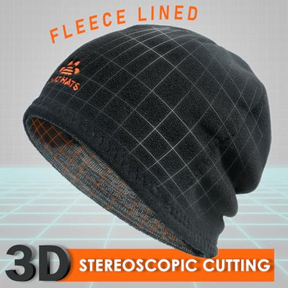 Lvaiz Winter Fleece Lined Beanie Hat for Men Women Reversible Skull Cap - color: Mixed Black