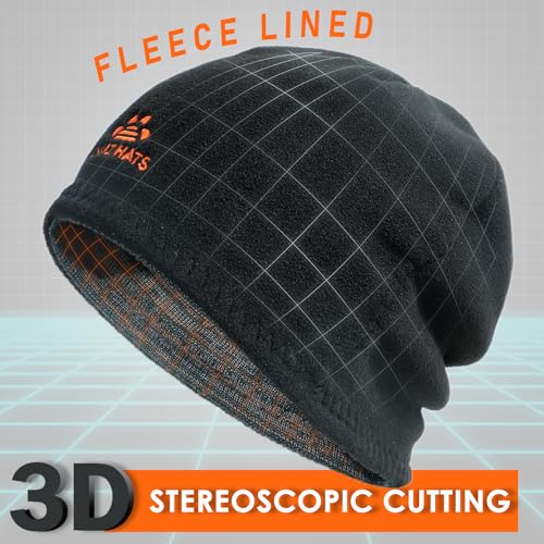 Lvaiz Winter Fleece Lined Beanie Hat for Men Women Reversible Skull Cap - color: Mixed Black