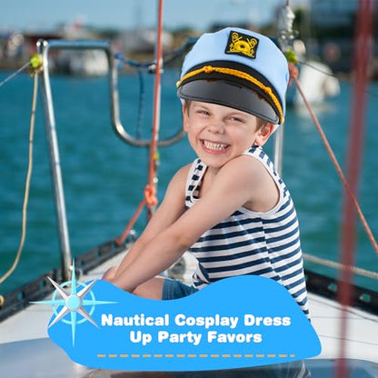 8 Pieces Captain Hats Adjustable White Sailors Navy Marine Admiral Caps for Yacht Theme Party Costume Accessory - color: Style 6