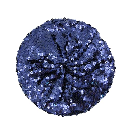 JUMISEE Sparkly Sequin Berets for Women Girls Fashion Beanie Hat Costume Accessories for Festival Party Dance - color: Dark Blue
