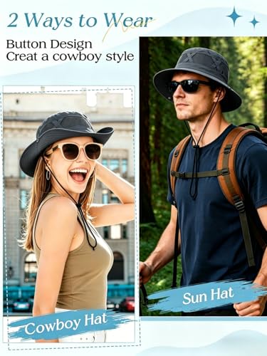 Men's Sun Hat Wide Brim Fishing Hat UPF 50+ Packable Breathable Mesh Bucket Hat for Outdoors Hiking Safari Beach
