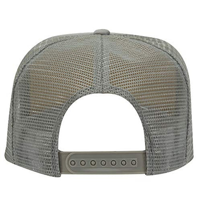 Ashen Fane Kids' Polyester Foam Front 5 Panel High Crown Mesh Back Trucker Hat - color: Gray
