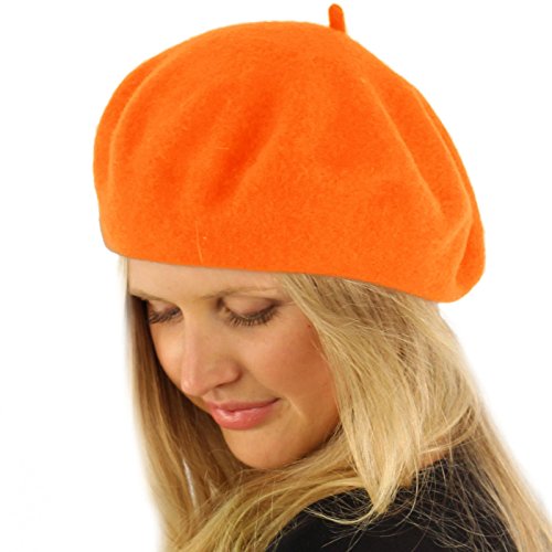Classic Winter 100% Wool Warm French Art Basque Beret Tam Beanie Hat Cap - color: Orange