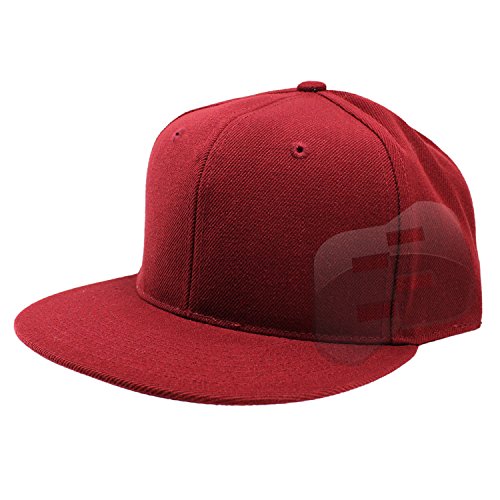 Plain Fitted Flat Bill Hat, (Solid and Neon Colors) - color: Maroon, size: 7 1/8