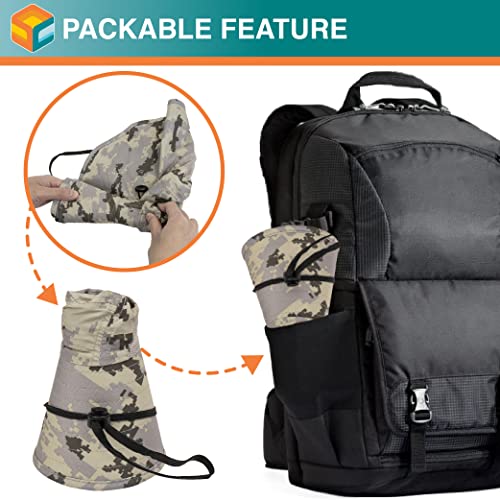 SUN CUBE Wide Brim Sun Hat with Neck Flap for Men Women, UPF50+ Fishing - color: Gray Camo