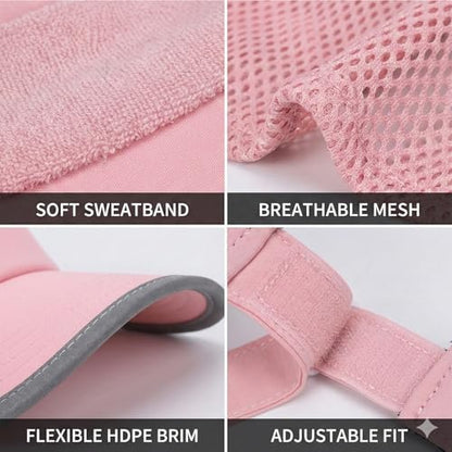 Reflective Brim Quick Dry Lightweight Visor Hat - color: Pink & Light Gray