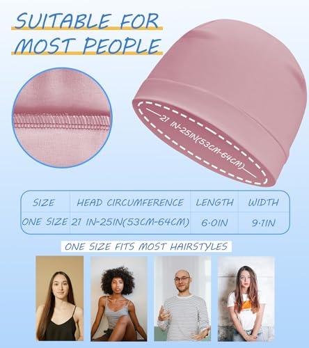 Cotton Skull Cap Sleep Cap Beanie Helmet Liner for Men Women - color: Set E-light Blue,pink,light Purple