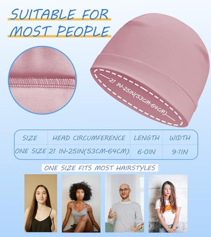 Cotton Skull Cap Sleep Cap Beanie Helmet Liner for Men Women - color: Set E-light Blue,pink,light Purple