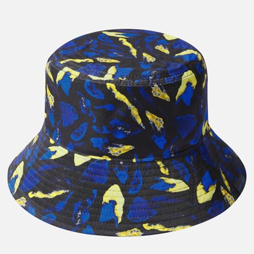 UPF 50+ Reversible Sun Hat - color: Black/Bright Blue and Yellow, size: Large