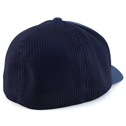 Armycrew XXL Oversize USA American Flag Embroidered Flex Fitted Mesh Back Baseball Cap - color: Navy