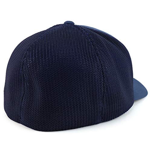 Armycrew XXL Oversize USA American Flag Embroidered Flex Fitted Mesh Back Baseball Cap - color: Navy