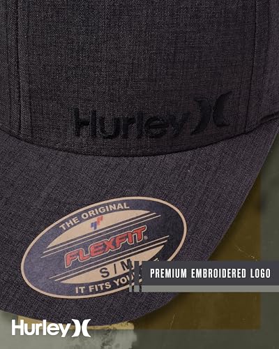 Hurley Mens Baseball Cap Moisture-Wicking Flexfit Curved Bill Fitted Hat - color: Dark Grey, size: Large-X-Large