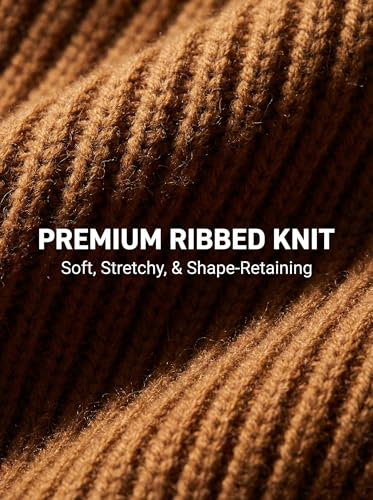 Beanie for Men Women Unisex Winter Hat Cuffed Thick Chunky Knitted Beanies Skull Cap - color: Caramel