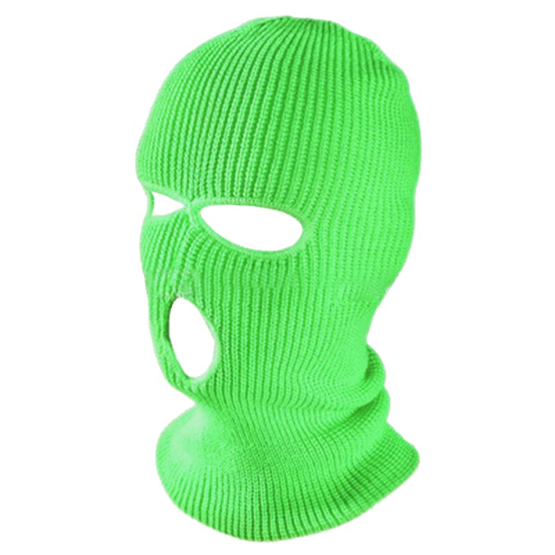 TOPTIE 3 Hole Full Face Balaclava, Double Knit Acrylic Winter Mask - color: Neon Green