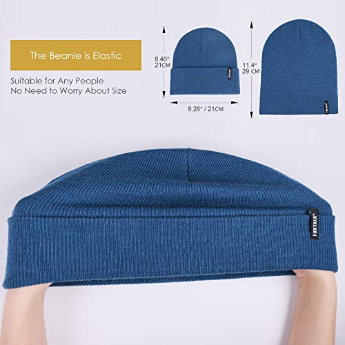 FURTALK Beanie Hat for Men Women Winter Hats for Women Men Soft Warm Unisex Cuffed Beanie Knitted Skull Cap - color: Dark Blue