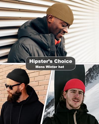 Short Fisherman Beanie for Men Women Wool Knit Cuff Winter Hats - color: 1pcs-light Coffee