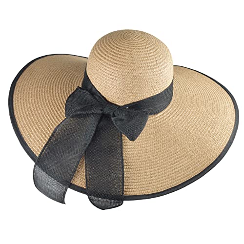 AQOKKA Beach Hats for Women Men Big Straw Wide Brim Summer Hat Floppy Foldable Roll up Cap for Beach Outdoor UPF 50+ - color: 1 Pack: Bow Knot Khaki a