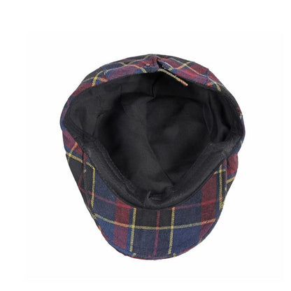 Unisex Classic Plaid Beret Newsboy Hats Flat Sun Hat Sport Golf Baseball Caps Cabbie Driving Cap Hats for Women Men - color: Navy Blue a