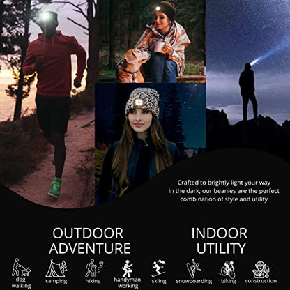 Classic Rechargeable LED Warm Knit Beanie Head Light Hat Headlamp for Outdoor Activities - color: Wildcat
