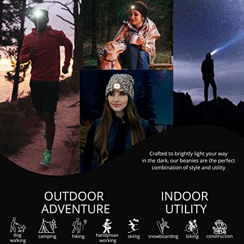 Classic Rechargeable LED Warm Knit Beanie Head Light Hat Headlamp for Outdoor Activities - color: Pink