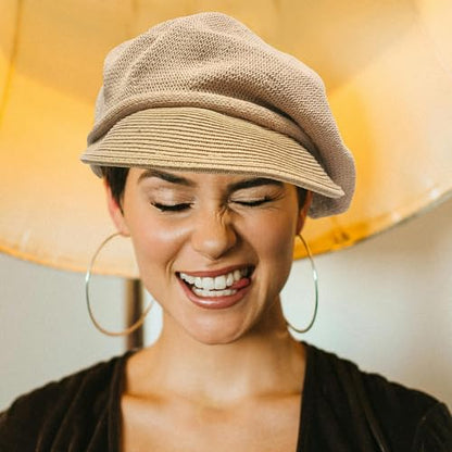 Summer Beret Hat for Women, Breathable Thin Beret Hat Adjustable Lightweight Newsboy Cap - color: Khaki