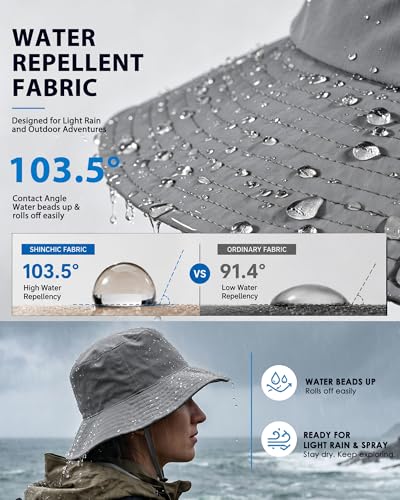 Water-Resistant UPF 50+ Sun Bucket Hat Packable Brimmed for Women Men - color: Grey