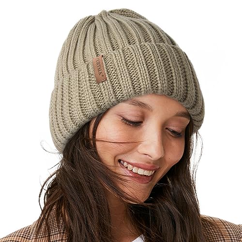 FURTALK Winter Hats for Women Fleece Lined Beanie Knit Chunky Womens Snow Cap - color: Tree Green