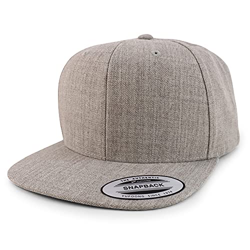 Trendy Apparel Shop Oversize XXL Structured Blank Flatbill Snapback Cap - color: Heather Grey, size: XX-Large
