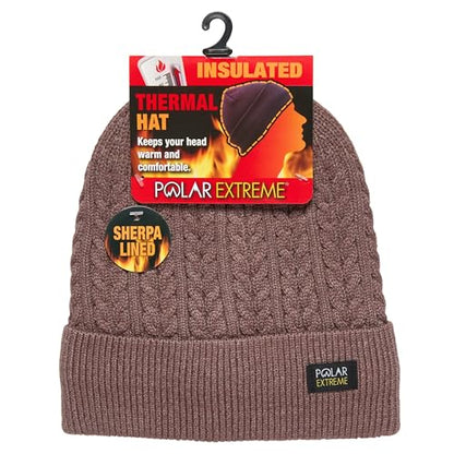 Polar Extreme Men's Sherpa-Lined Knit Winter Hat – Warm, Gift for Dad, Cold Weather - color: Beige