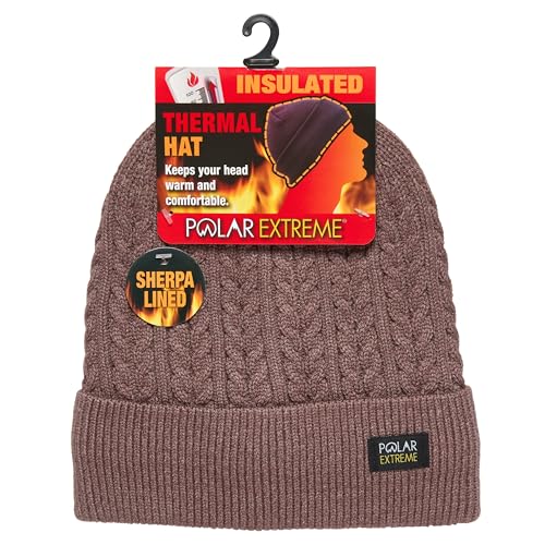 Polar Extreme Men's Sherpa-Lined Knit Winter Hat – Warm, Gift for Dad, Cold Weather - color: Beige