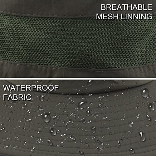 Muryobao Men's Boonie Hat UPF 50+ Summer Sun Hat UV Protection Wide Brim Waterproof Bucket Hat for Beach Fishing Cap - color: Army Green