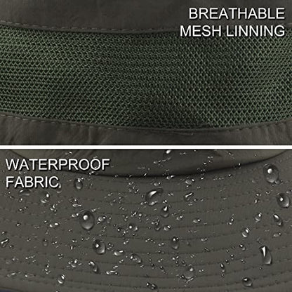 Muryobao Men's Boonie Hat UPF 50+ Summer Sun Hat UV Protection Wide Brim Waterproof Bucket Hat for Beach Fishing Cap - color: Army Green