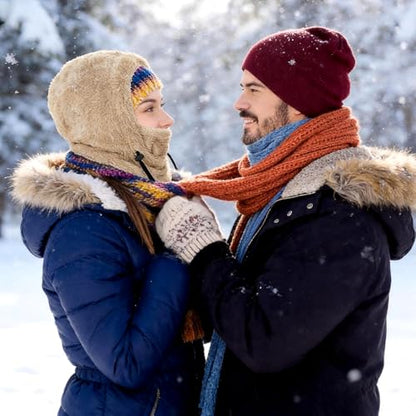 Ski Mask Balaclava Wind-Resistant Winter Face Mask for Women/Men Adjustable Warm Hood Cover Hat Cap Scarf - color: Leopard