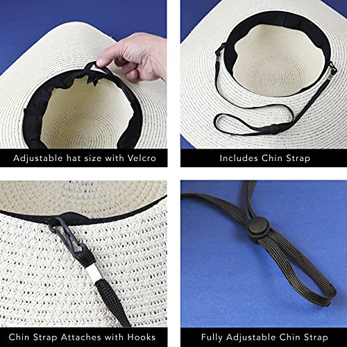Women Floppy Sun Hat with Wide Brim—Foldable Roll-Up Straw Beach Hat UPF 50 - color: Beige, size: Large