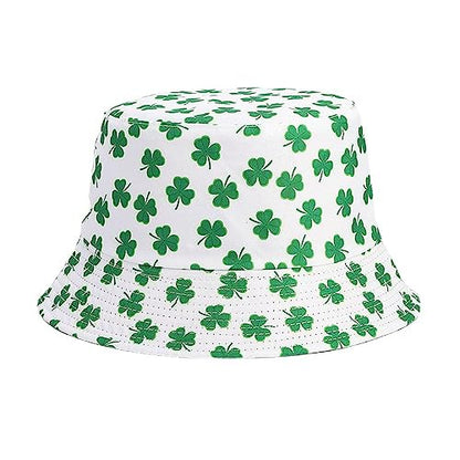 Unisex Print Double-Side-Wear Reversible Bucket Hat - color: Clover